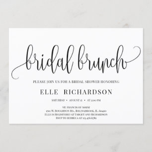 Elegant rustic calligraphy lettering bridal brunch invitation