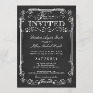 Elegant Rustic Chalkboard Wedding Invitations