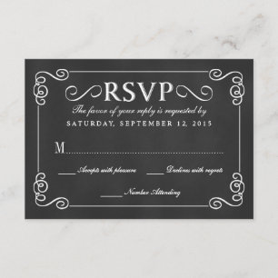 Elegant Rustic Chalkboard Wedding RSVP Card
