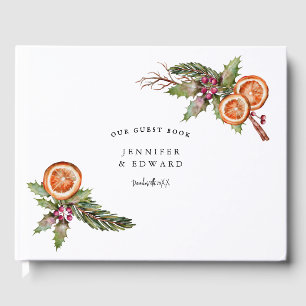Elegant Rustic Christmas Botanical Wedding Guest Book