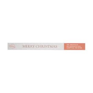 Elegant Rustic Christmas Burnt Orange Wrap Around Label