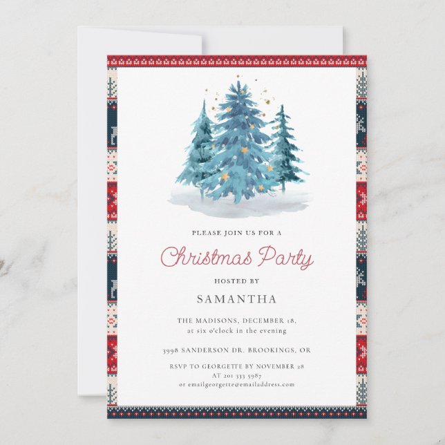 Elegant Rustic Christmas Party Invitation (Front)