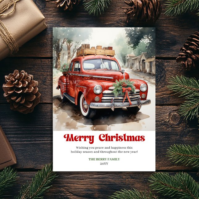 Elegant rustic Christmas scene vintage greeting  Holiday Card (Elegant rustic Christmas scene vintage greeting card)
