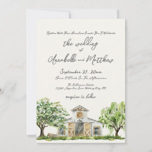Elegant Rustic Country Barn Wedding Invitation