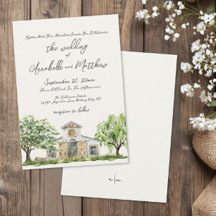 Elegant Rustic Country Barn Wedding Invitation