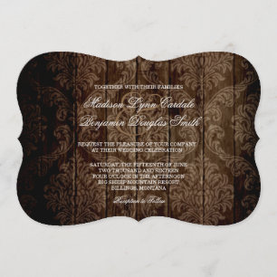 Elegant Rustic Country Damask Wedding Invitations