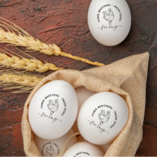 Elegant Rustic Custom Farm Name Information Egg Rubber Stamp