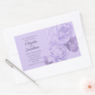 Elegant rustic dusty blue roses floral wedding rectangular sticker