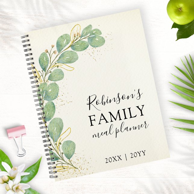 Elegant Rustic Eucalyptus Foliage Family Meal Planner (Creator Uploaded)