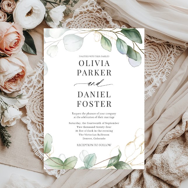 Elegant Rustic Eucalyptus Greenery Wedding Invitation (Creator Uploaded)
