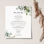 Elegant Rustic Eucalyptus Greenery Wedding Menu<br><div class="desc">Designed to coordinate with our Boho Greenery wedding collection,  this customisable Menu Template features mixed watercolor greenery leaves paired with a classy serif in black,  with a monogram on the back. Matching items available.</div>