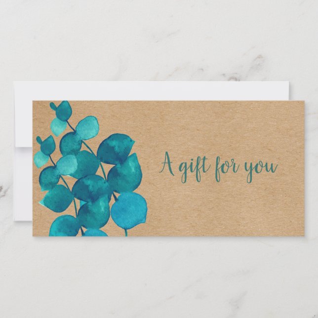 Elegant Rustic Eucalyptus Leaves Gift Certificate (Front)