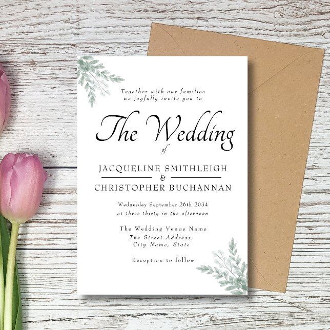 Elegant Rustic Eucalyptus Leaves Greenery Invitation (Creator Uploaded)