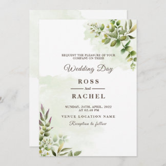Elegant Rustic Eucalyptus Leaves Greenery Wedding  Invitation