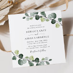 Elegant Rustic Eucalyptus Leaves Greenery Wedding Invitation<br><div class="desc">This elegant collection features watercolor eucalyptus greenery leaves paired with a classy serif font in black,  with a monogram on the back. Matching items available.</div>