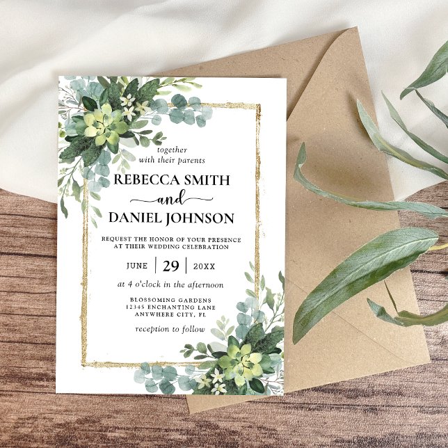 Elegant Rustic Eucalyptus Leaves Greenery Wedding Invitation (Creator Uploaded)