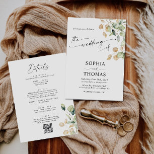 Elegant Rustic Eucalyptus Leaves Greenery Wedding  Invitation