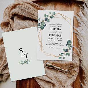Elegant Rustic Eucalyptus Leaves Greenery Wedding Invitation