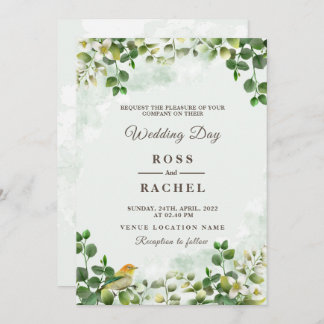 Elegant Rustic Eucalyptus Leaves Greenery Wedding Invitation