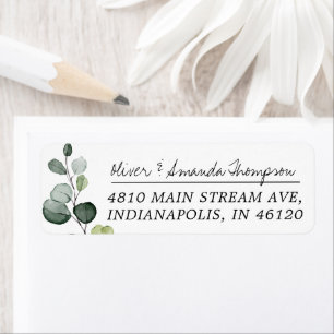 Elegant Rustic Eucalyptus Leaves Return Address