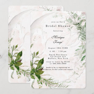 Elegant Rustic Eucalyptus Pink Bridal Shower Invit Invitation