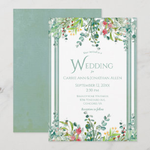 Elegant Rustic Eucalyptus Watercolor Wedding Invit Invitation