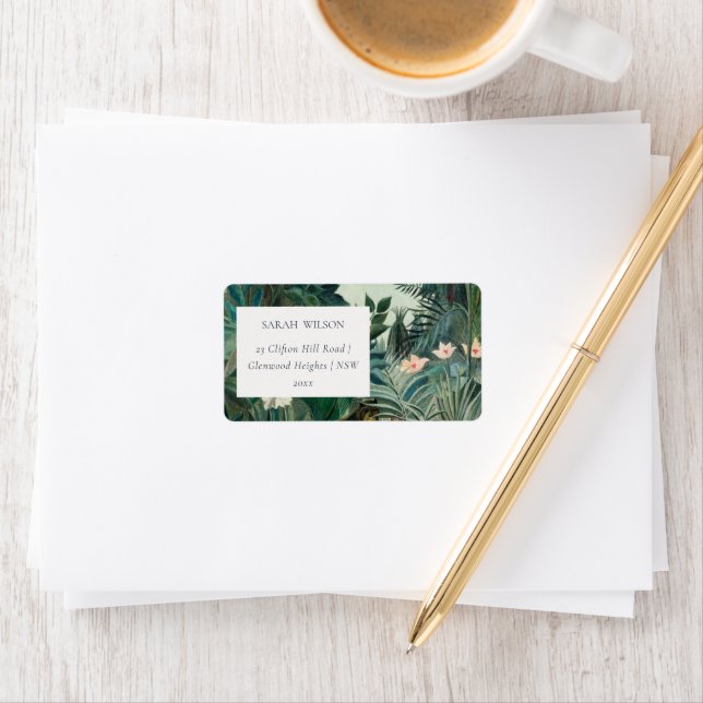 Elegant Rustic Exotic Tropical Rainforest Address Label (Insitu)