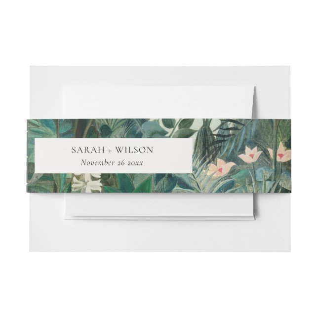 Elegant Rustic Exotic Tropical Rainforest Wedding Invitation Belly Band (Front Example)
