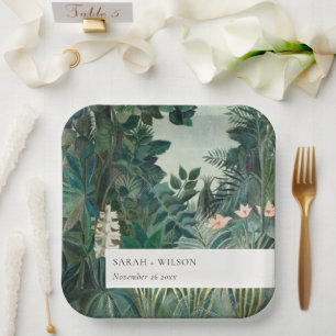 Elegant Rustic Exotic Tropical Rainforest Wedding Paper Plate
