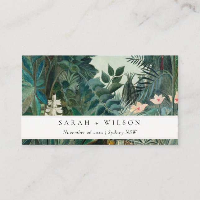 Elegant Rustic Exotic Tropical Rainforest Wedding Place Card (Front)
