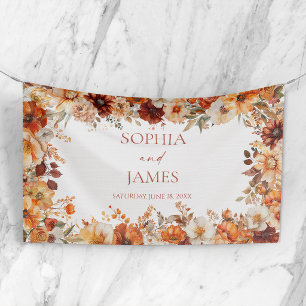 Elegant Rustic Fall Autumn Floral Wedding Banner