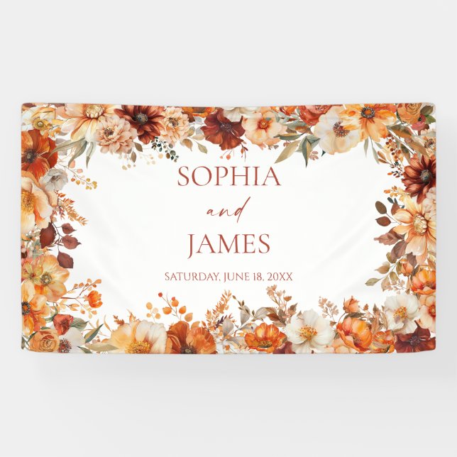 Elegant Rustic Fall Autumn Floral Wedding Banner (Horizontal)