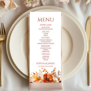 Elegant Rustic Fall Autumn Floral Wedding Menu