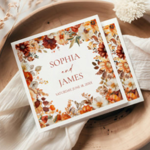 Elegant Rustic Fall Autumn Floral Wedding Napkin