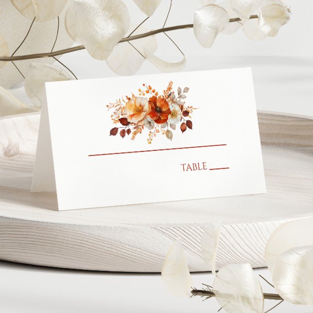 Elegant Rustic Fall Autumn Floral Wedding Place Card (Creator Uploaded)