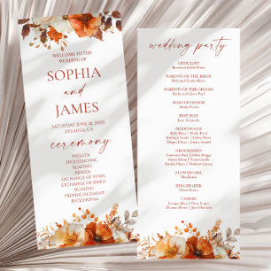 Elegant Rustic Fall Autumn Floral Wedding Programme