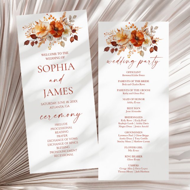 Elegant Rustic Fall Autumn Floral Wedding Programme (Creator Uploaded)