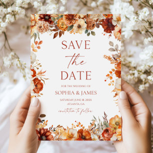 Elegant Rustic Fall Autumn Floral Wedding Save The Date