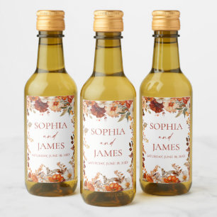 Elegant Rustic Fall Autumn Floral Wedding Wine Label