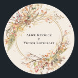 Elegant Rustic Fall Beige Wedding Envelope Seals<br><div class="desc">This Elegant Rustic Fall Beige Wedding Envelope Seals design features a timeless neutral base palette of beige and gold with delicately muted colourful embellishments of golden branches and lovely autumn florals with softly falling leaves in red, copper, dusty rose, burnt orange, terracotta, and the full fall colour flourish. These botanical...</div>