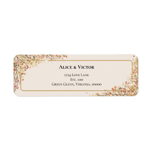 Elegant Rustic Fall Beige Wedding Return Address (Front)
