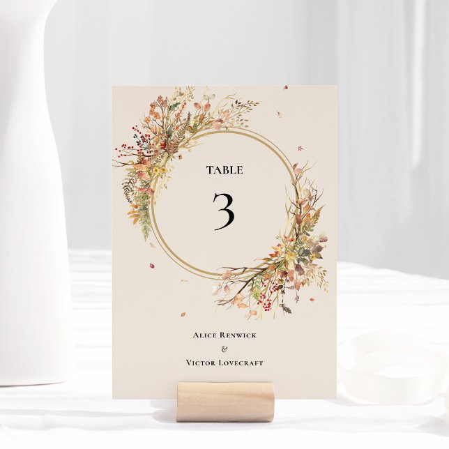 Elegant Rustic Fall Beige Wedding Table Number (Creator Uploaded)