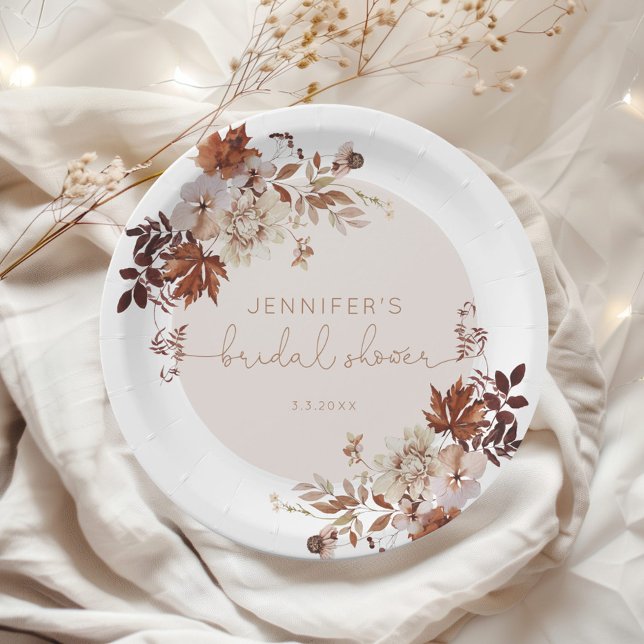 Elegant rustic fall bridal shower paper plate (Creator Uploaded)