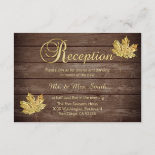 Elegant Rustic Fall Country Wedding Reception Enclosure Card