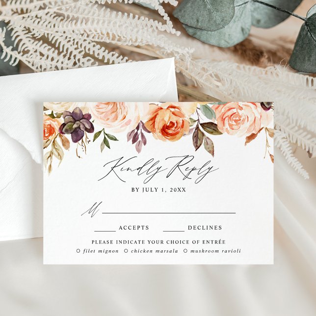 Elegant Rustic Fall Floral Meal Choice RSVP (Creator Uploaded)
