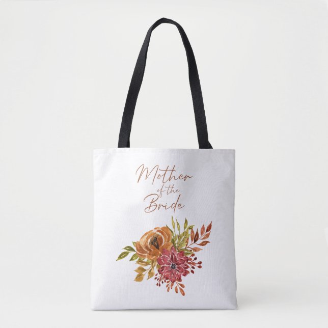 Elegant Rustic Fall Floral Mother of the Bride Tote Bag (Front)