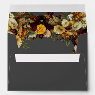 Elegant rustic fall floral personalised wedding envelope