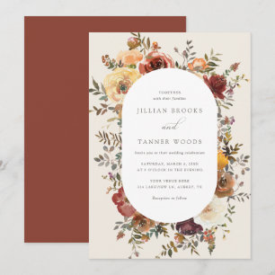 Elegant Rustic Fall Floral Wedding Invitation