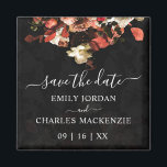 Elegant Rustic Fall Flowers Wedding Save The Date Magnet<br><div class="desc">Elegant Rustic Autumn Flowers Wedding Save The Date Square Magnet. The artistic magnet design exhibits an elegant stylised rustic autumn flowers image. The bouquet of fall flowers are showcased upside down and set upon a subtle black flower textured background with hints of colour. Ideal for an Autumn / Fall wedding...</div>