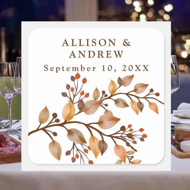 Elegant Rustic Fall Foliage Wedding Sticker (Creator Uploaded)